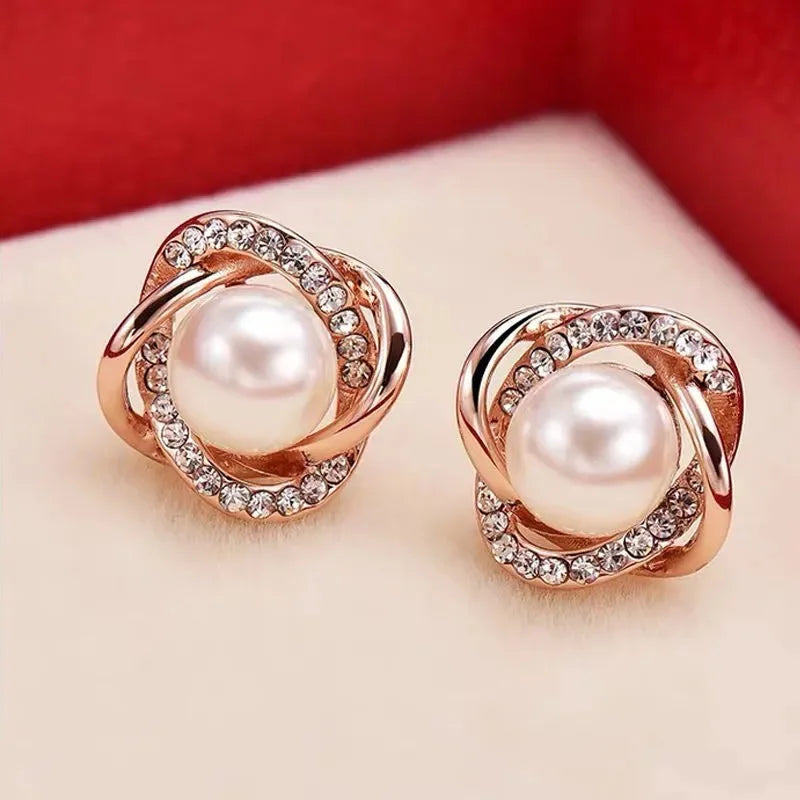 Hochwertiger 14-karätiger Goldschmuck Echte Goldohrringe Luxuriöse gedrehte Ohrstecker für Damen Brincos Pendientes Schmuck