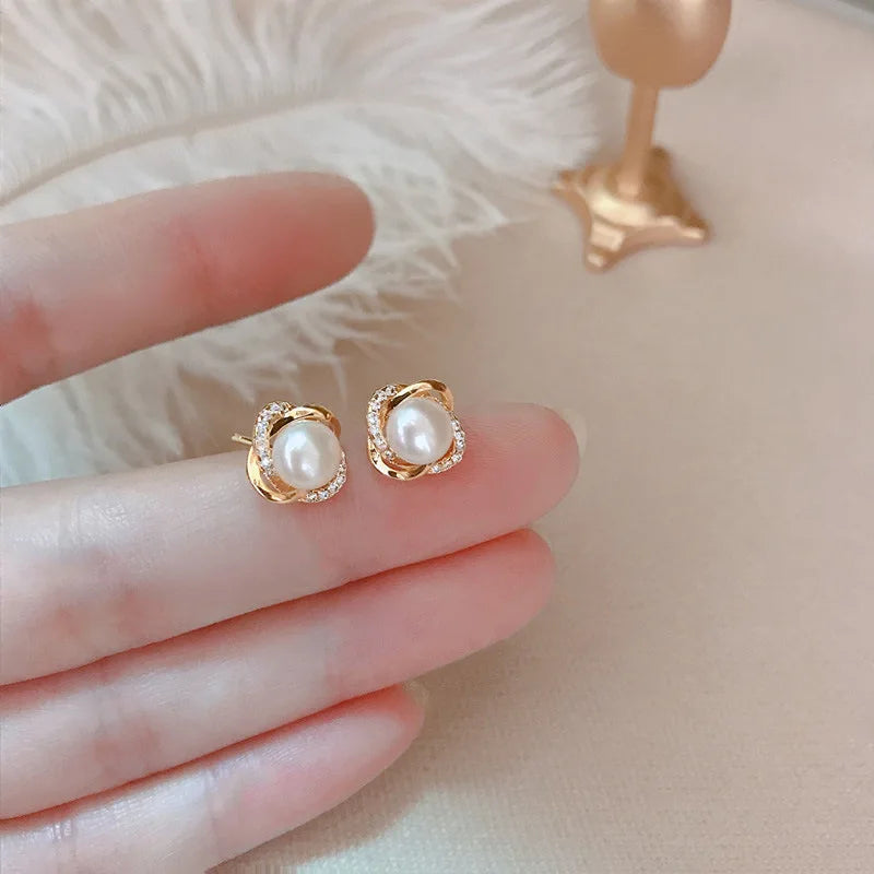 Bijoux haut de gamme en or 14 carats Boucles d'oreilles en or véritable Boucles d'oreilles à clous torsadées de luxe pour femmes Brincos Pendientes Bijoux