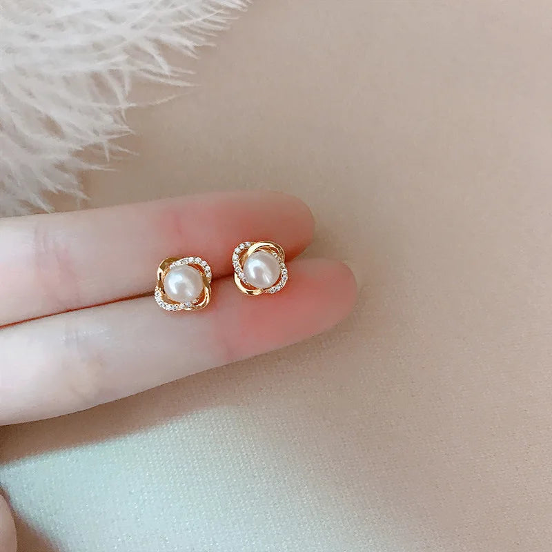 Bijoux haut de gamme en or 14 carats Boucles d'oreilles en or véritable Boucles d'oreilles à clous torsadées de luxe pour femmes Brincos Pendientes Bijoux
